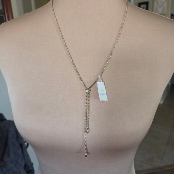 Kendra Scott Simon Long Pendant Mixed Metal Two Tone Adjustable Necklace NEW - Picture 4 of 4